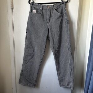Pointer Brand USA Hickory Striped Denim Carpenter Pant Railroad Blue Sz 32 x 32